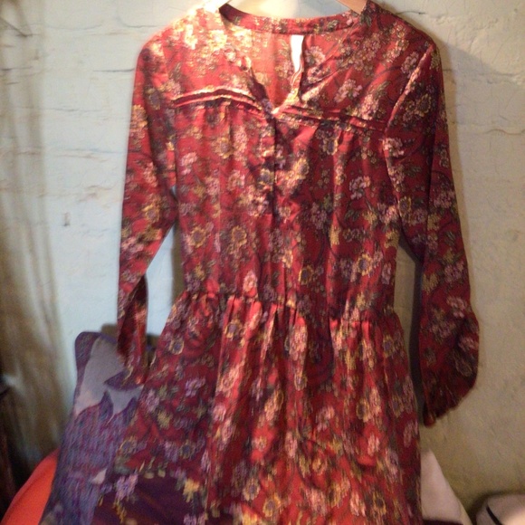 Vintage boho cotton midi prairie dress - Picture 1 of 8
